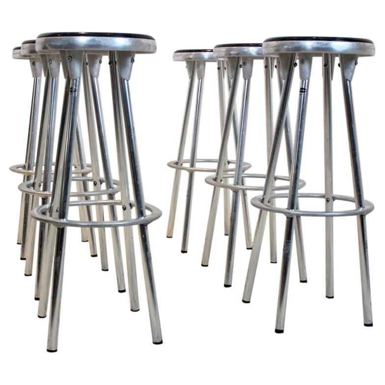 Industrial Bar Stools in Aluminum by Joan Casas I Ortinez for Indecasa, Spain