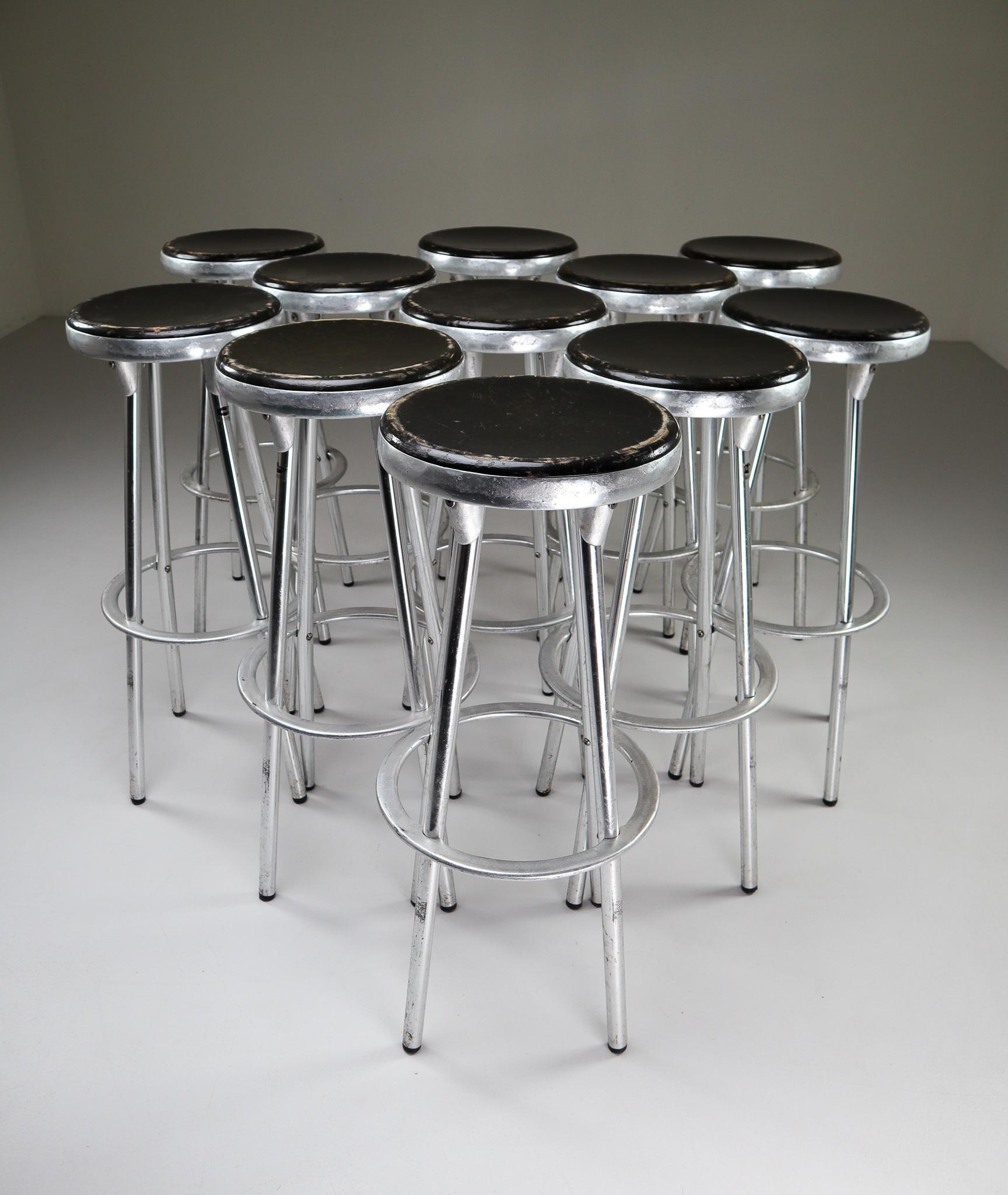 Spanish Industrial Bar Stools in Aluminum by Joan Casas Y Ortinez for Indecasa, Spain