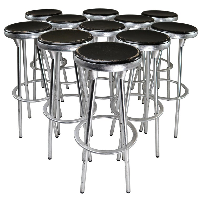 Lot De 4 Tabourets De Bar Aluminium Indecasa Design Joan Casas - Espagne - Contemporain