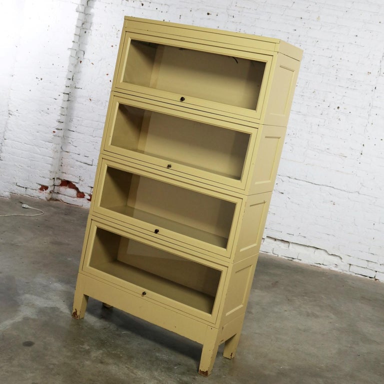 Barrister Stacking Bookcase Globe Wernicke Distressed Yellow Painted