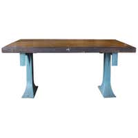 Industrial Factory Table with Four Swinging Seats at 1stDibs | 4 seats ...