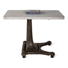 Industrial Base Table with Limestone Top