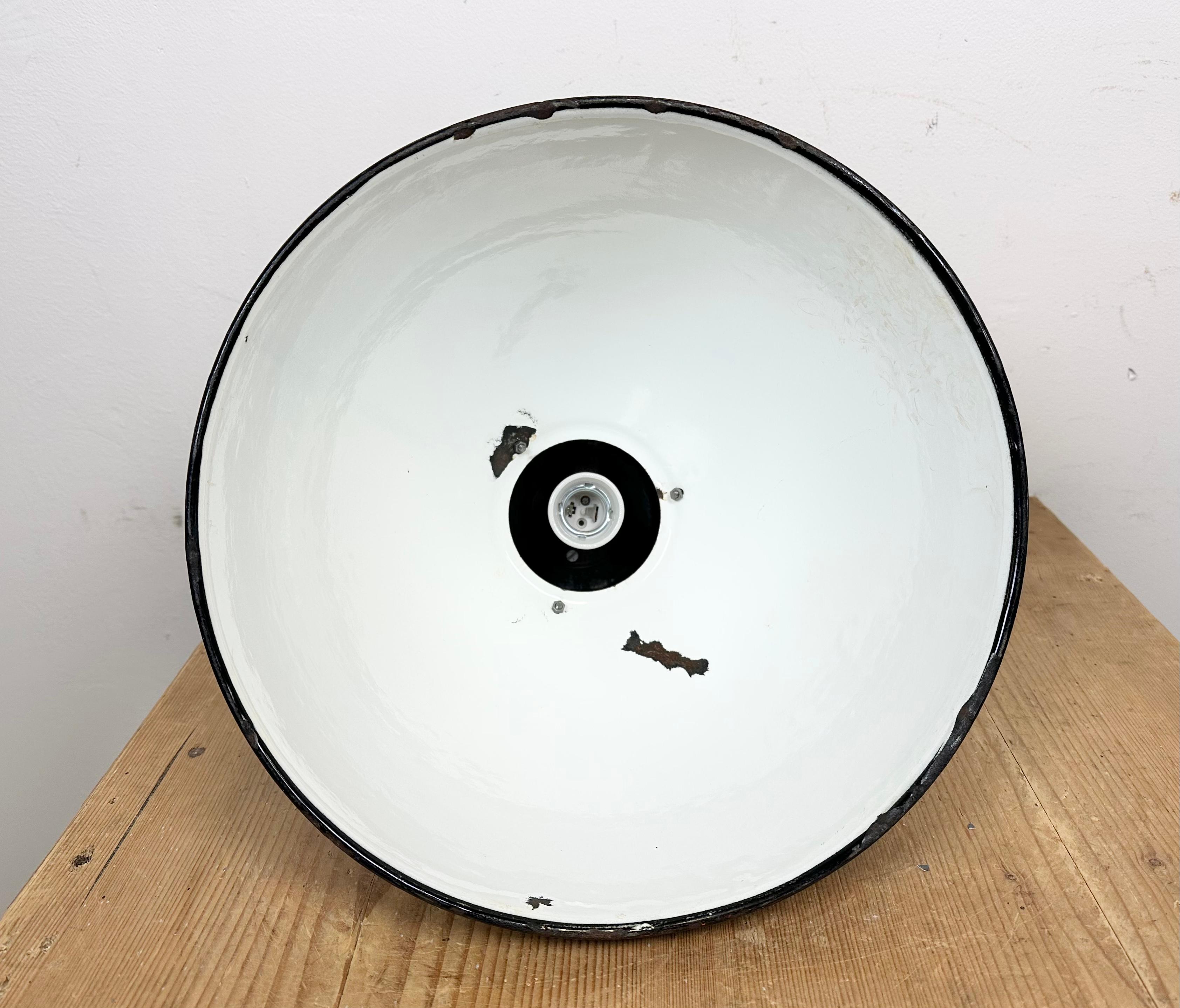 Industrial Bauhaus Black Enamel Pendant Lamp, 1930s For Sale 9