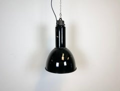 Industrial Bauhaus Black Enamel Pendant Lamp, 1930s