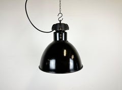 Industrial Bauhaus Black Enamel Pendant Lamp, 1930s