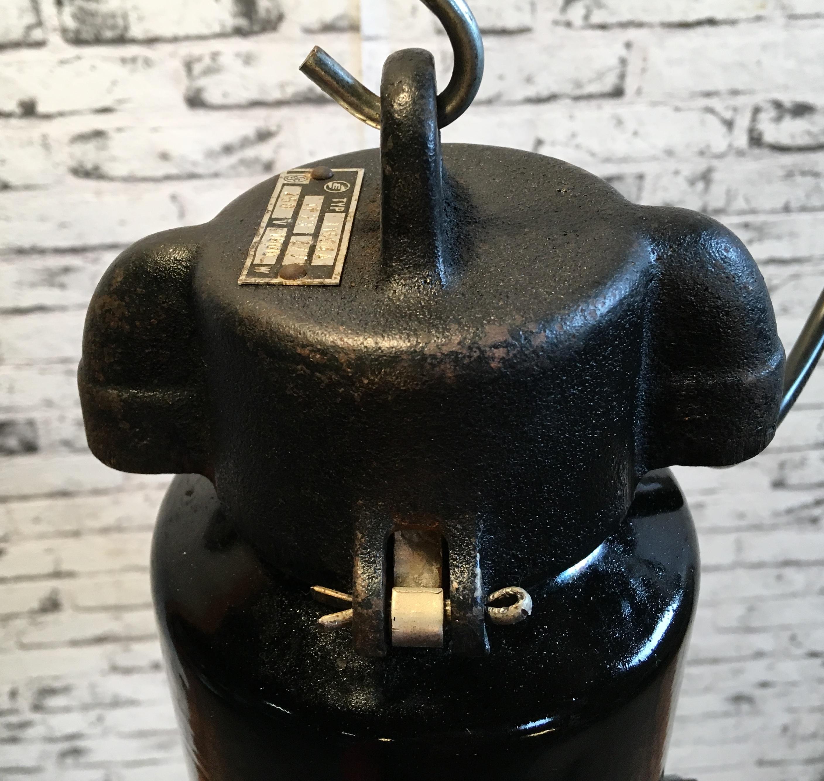 Cast Industrial Bauhaus Black Enamel Pendant Lamp, 1930s