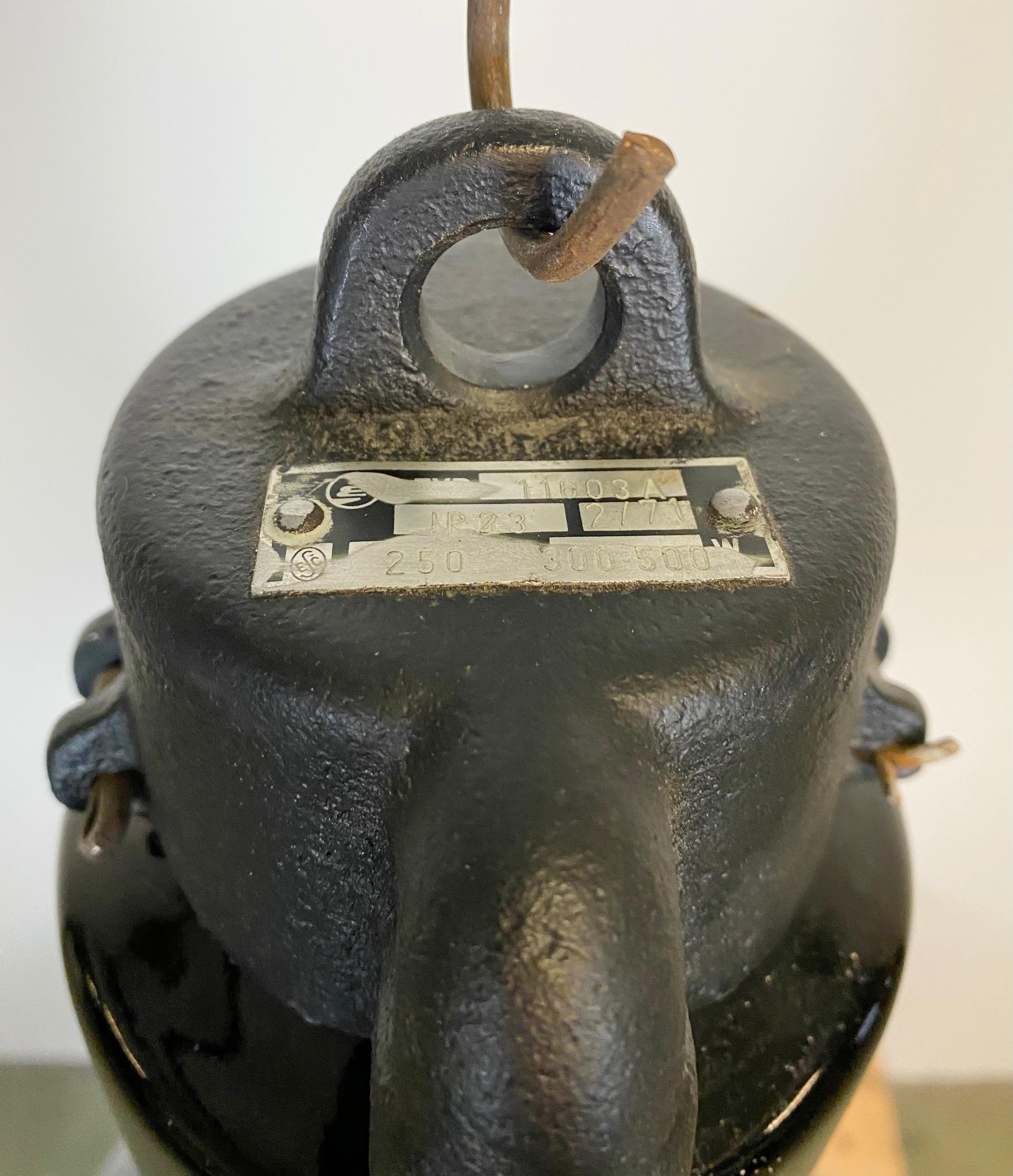 20th Century Industrial Bauhaus Black Enamel Pendant Lamp, 1930s For Sale