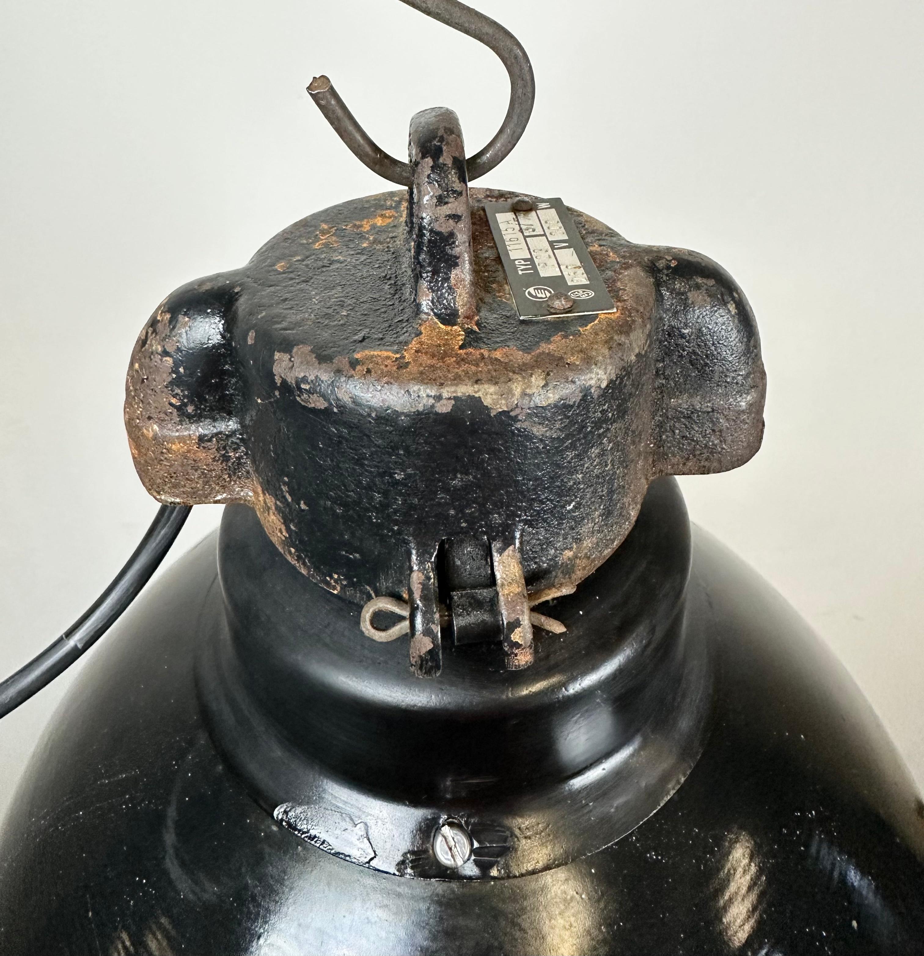 Industrial Bauhaus Black Enamel Pendant Lamp, 1930s For Sale 2