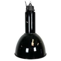Industrial Bauhaus Black Enamel Pendant Lamp, 1930s