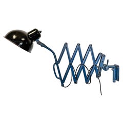 Industrial Bauhaus Black Enamel Scissor Wall Lamp, 1930s