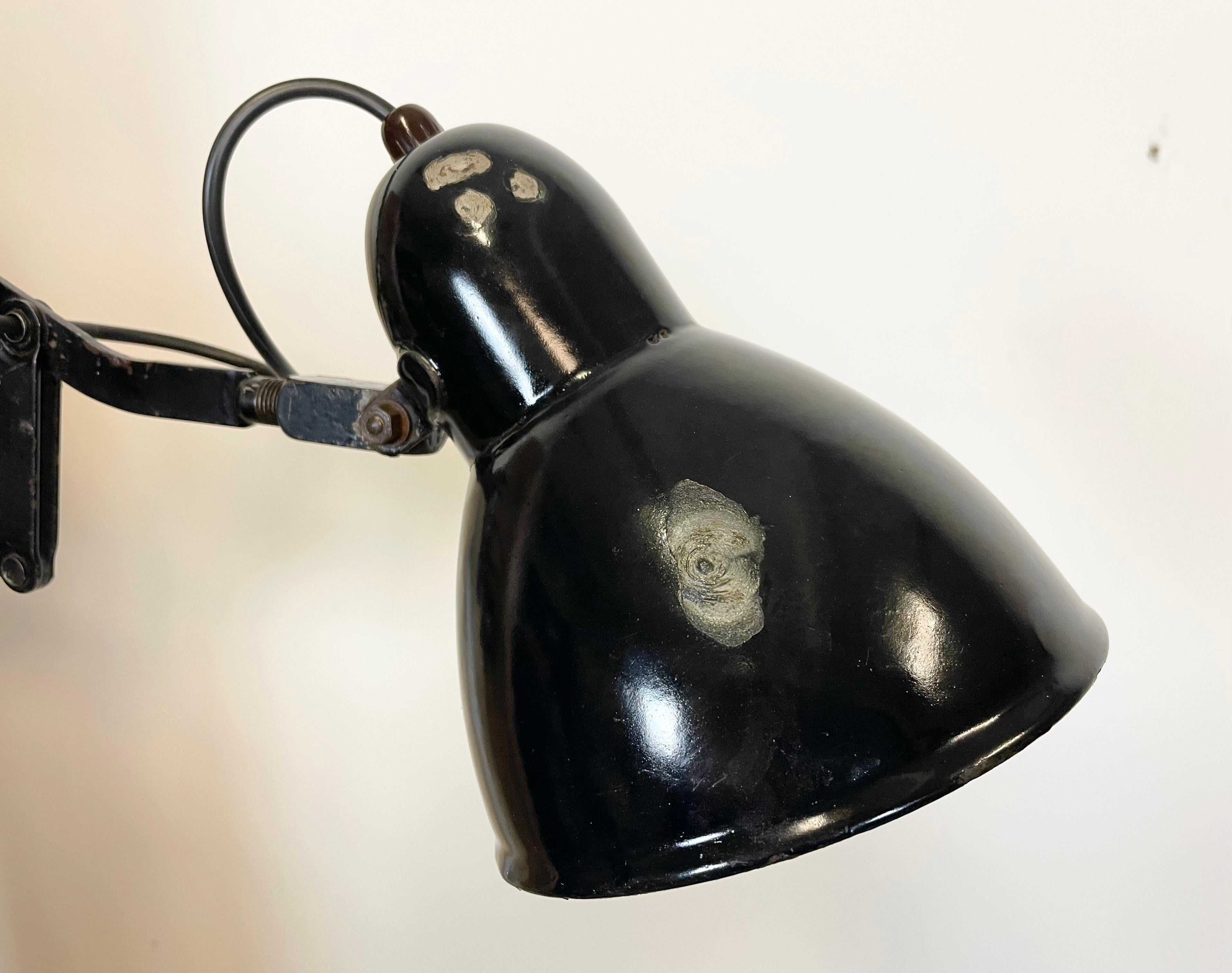 Industrial Bauhaus Black Enamel Scissor Wall Lamp from PHW, 1930s 15