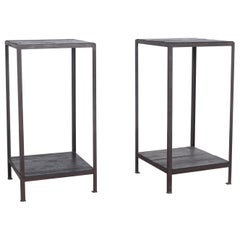 Industrial Belgian Pedestal Tables, a Pair
