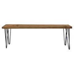 Banc industriel Pieds en épingle à cheveux Wood Midcentury Modern 1980 garden seat Vintage 1