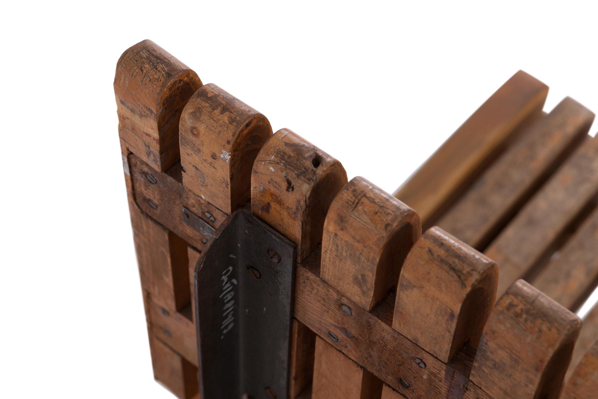 Industrial Bench with Slatted Seat and Backrest 1