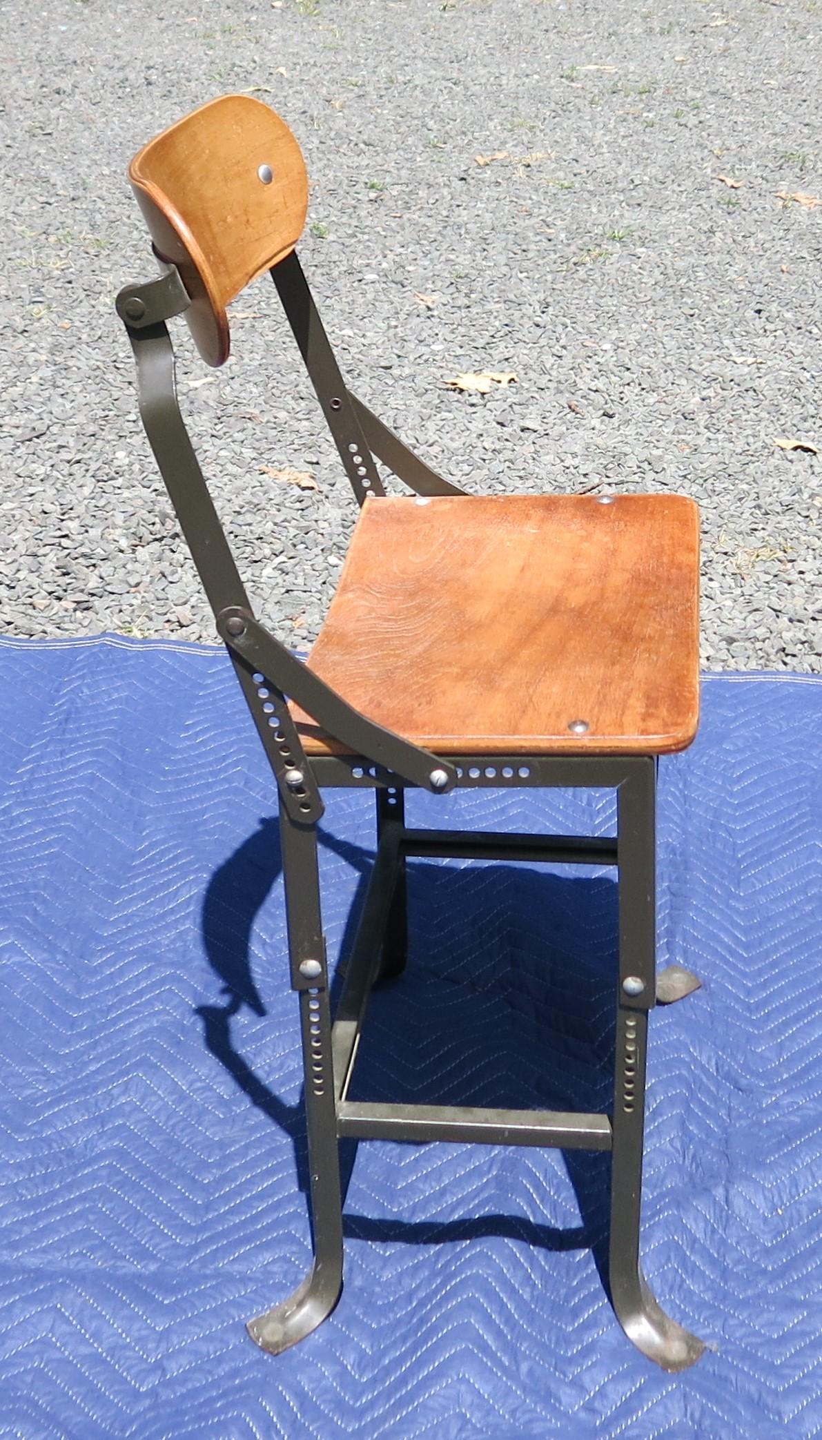 Mid-20th Century Industrial Bent Plywood Chair Adjustable For Sale