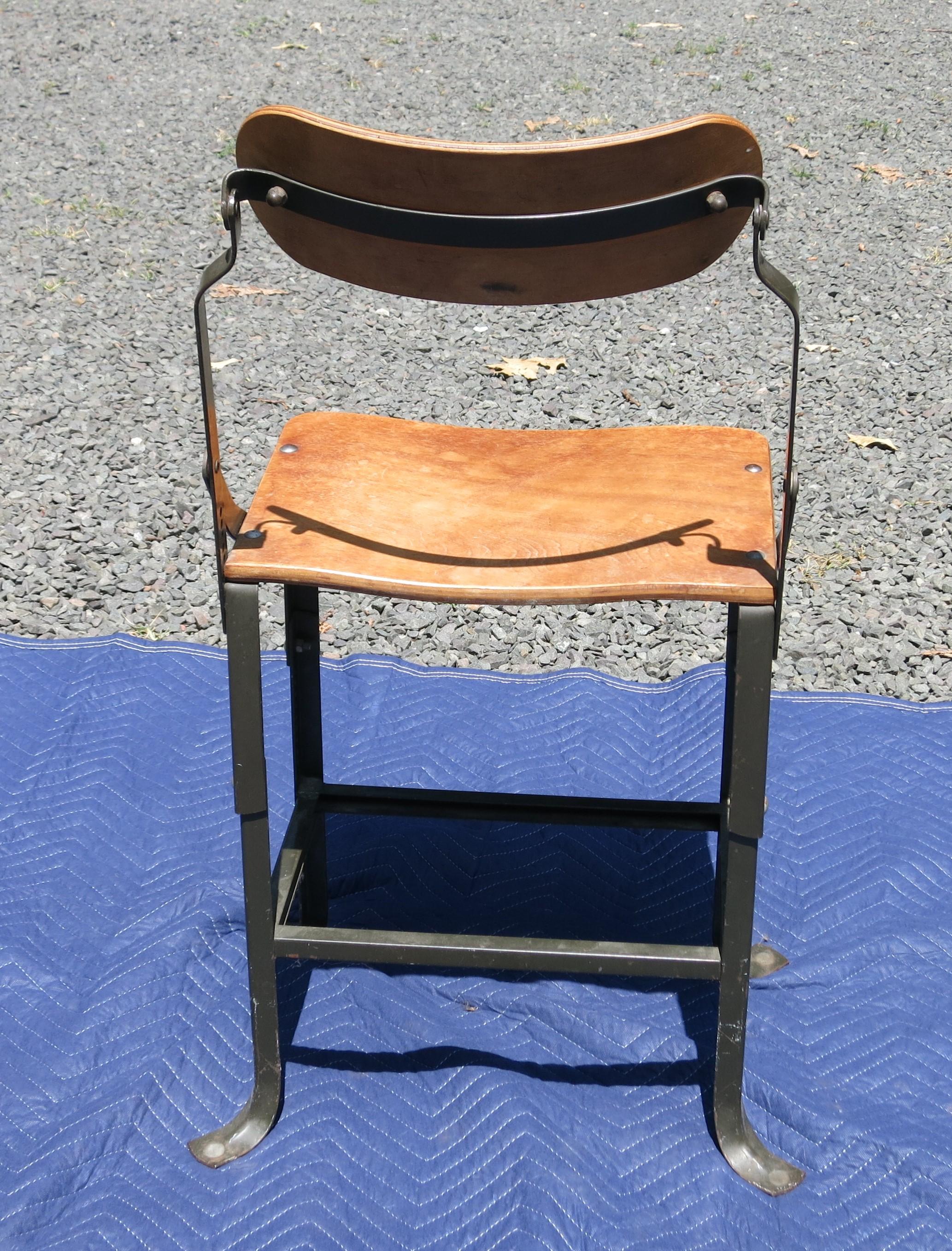 Iron Industrial Bent Plywood Chair Adjustable For Sale