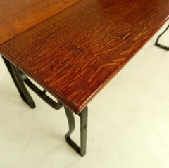 Industrial Bistro Table in Wood and Wrought Iron