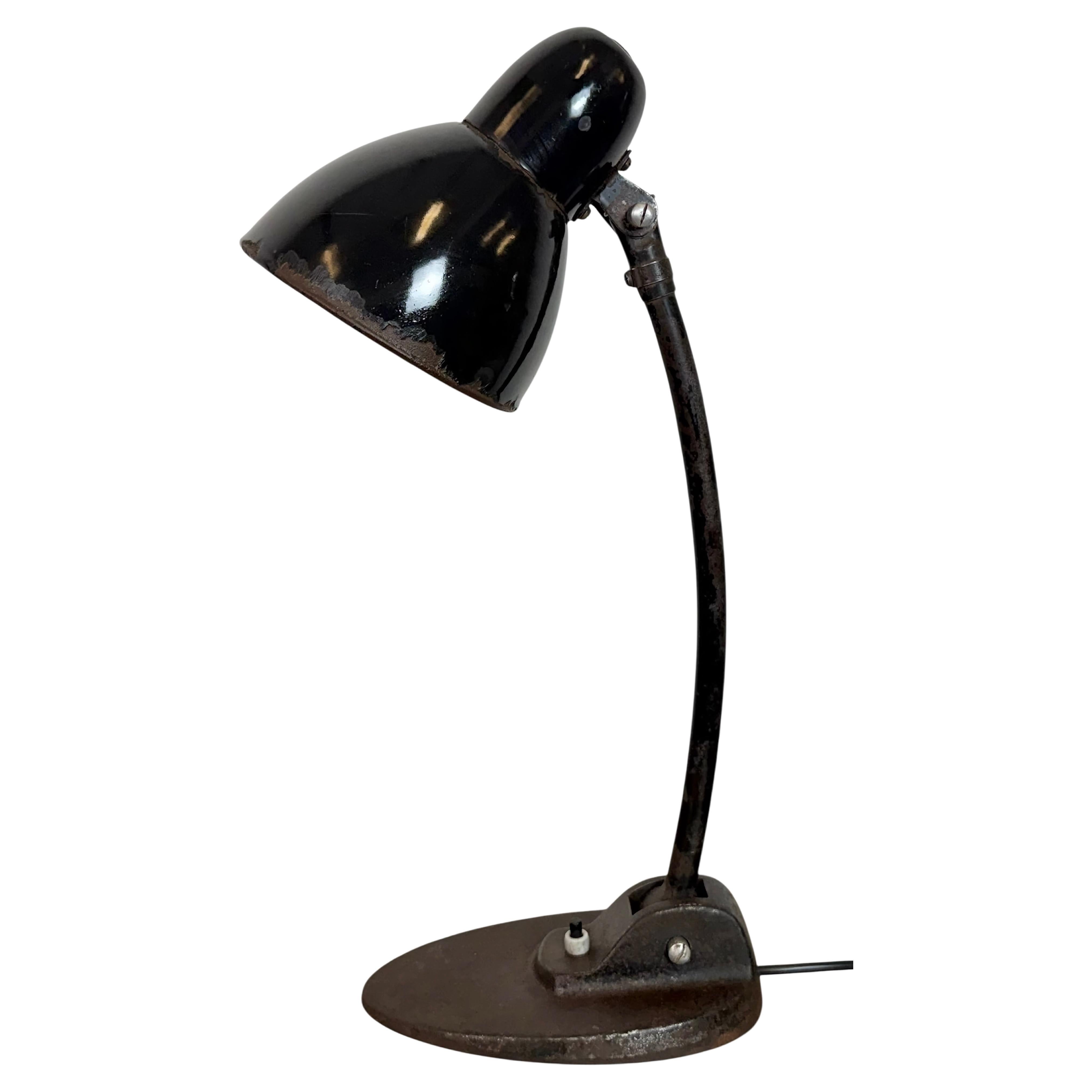 Industrial Black Enamel Bauhaus Desk Lamp, 1930s