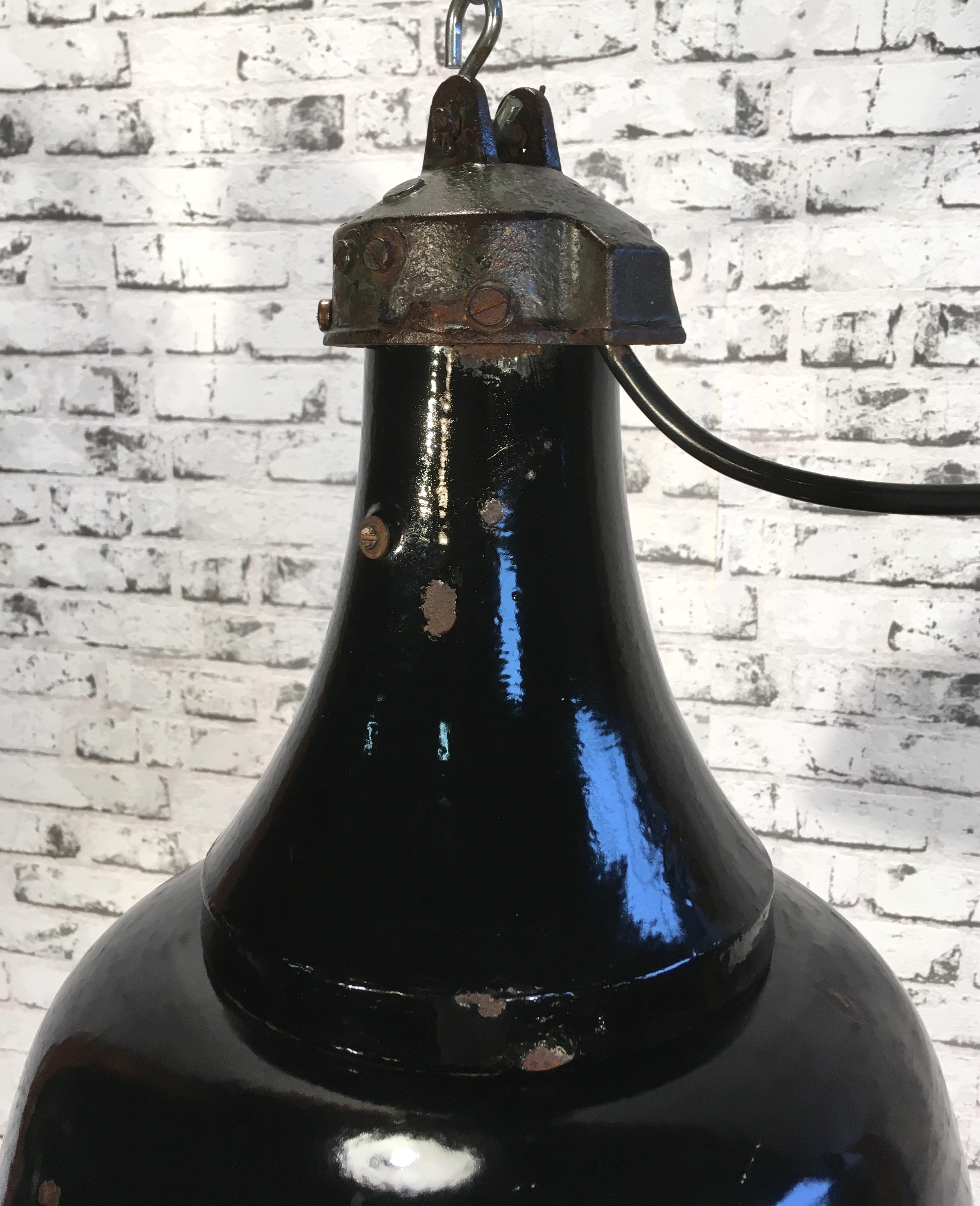 Cast Industrial Black Enamel Bauhaus Lamp, 1920s