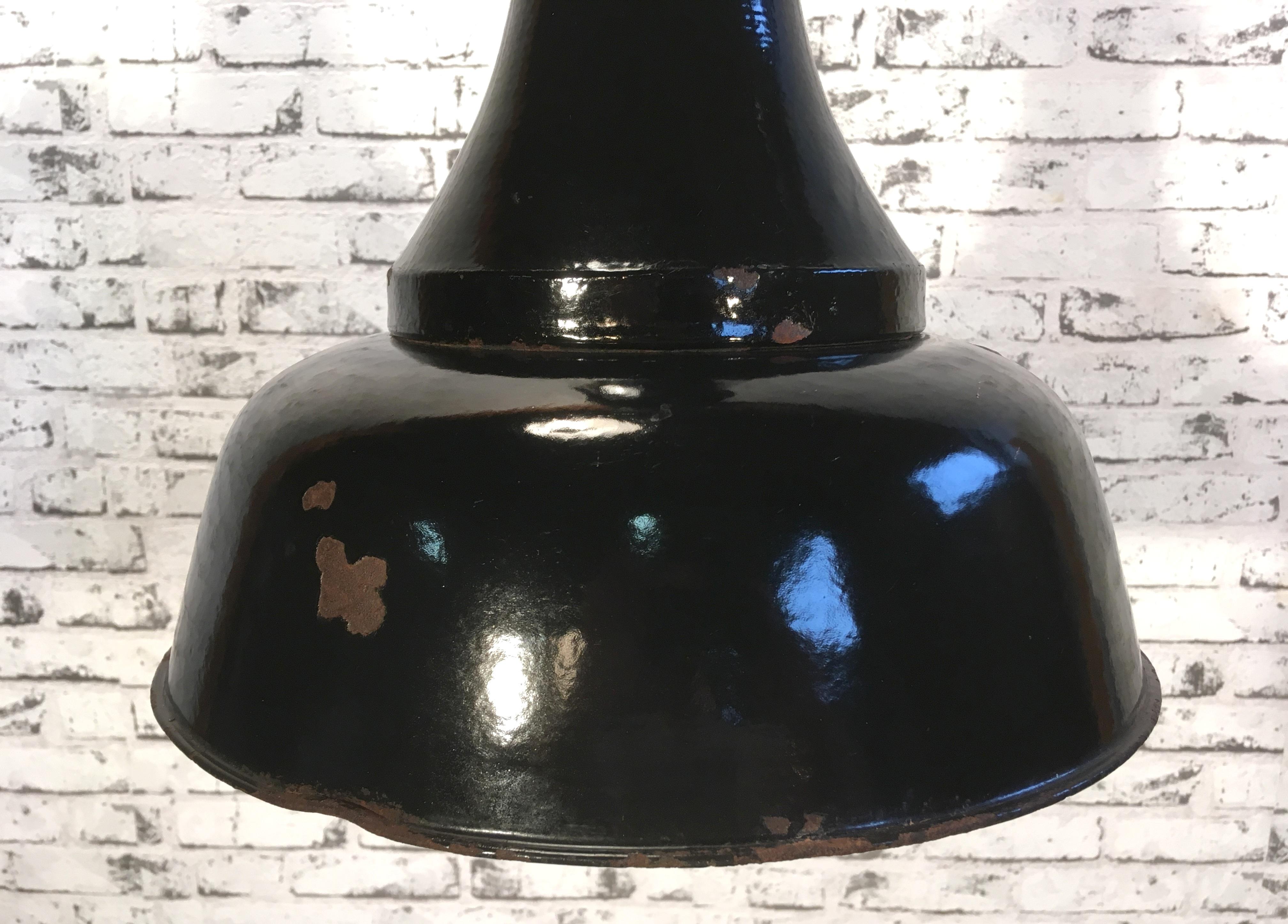 Industrial Black Enamel Bauhaus Lamp, 1920s In Fair Condition In Kojetice, CZ