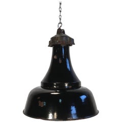 Industrial Black Enamel Bauhaus Lamp, 1920s