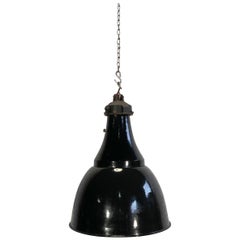Industrial Black Enamel Bauhaus Pendant Lamp, 1920s