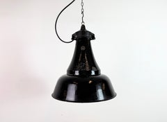 Industrial Black Enamel Bauhaus Pendant Lamp, 1930s