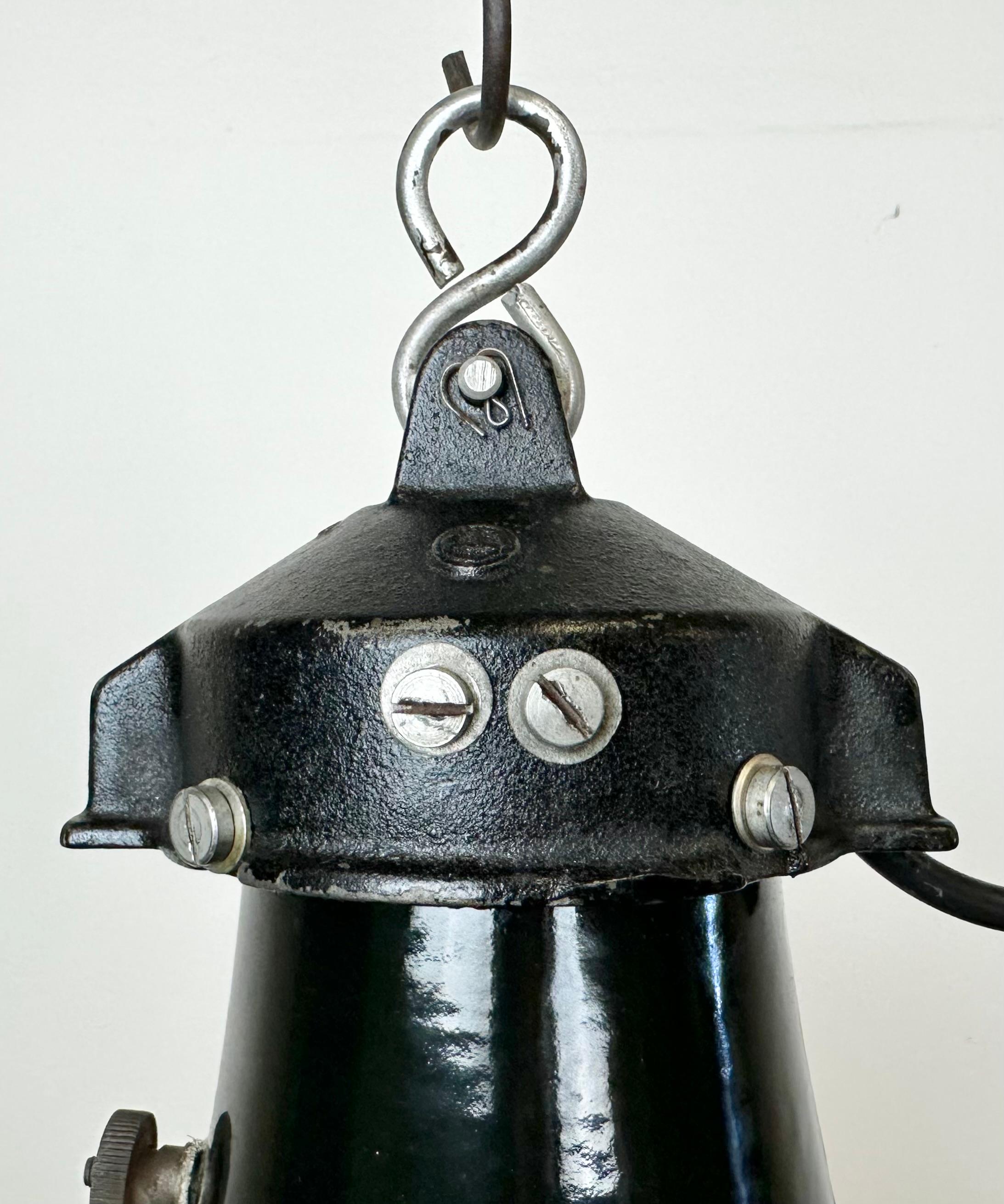 20th Century Industrial Black Enamel Bauhaus Pendant Lamp, 1930s For Sale