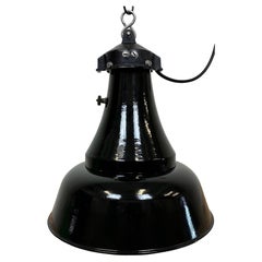 Industrial Black Enamel Bauhaus Pendant Lamp, 1930s
