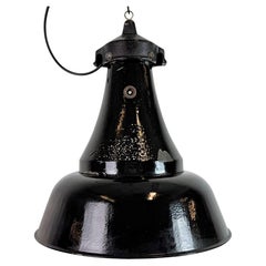 Industrial Black Enamel Bauhaus Pendant Lamp, 1930s