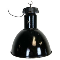 Lampada a sospensione Bauhaus industriale con smalto nero, anni '30