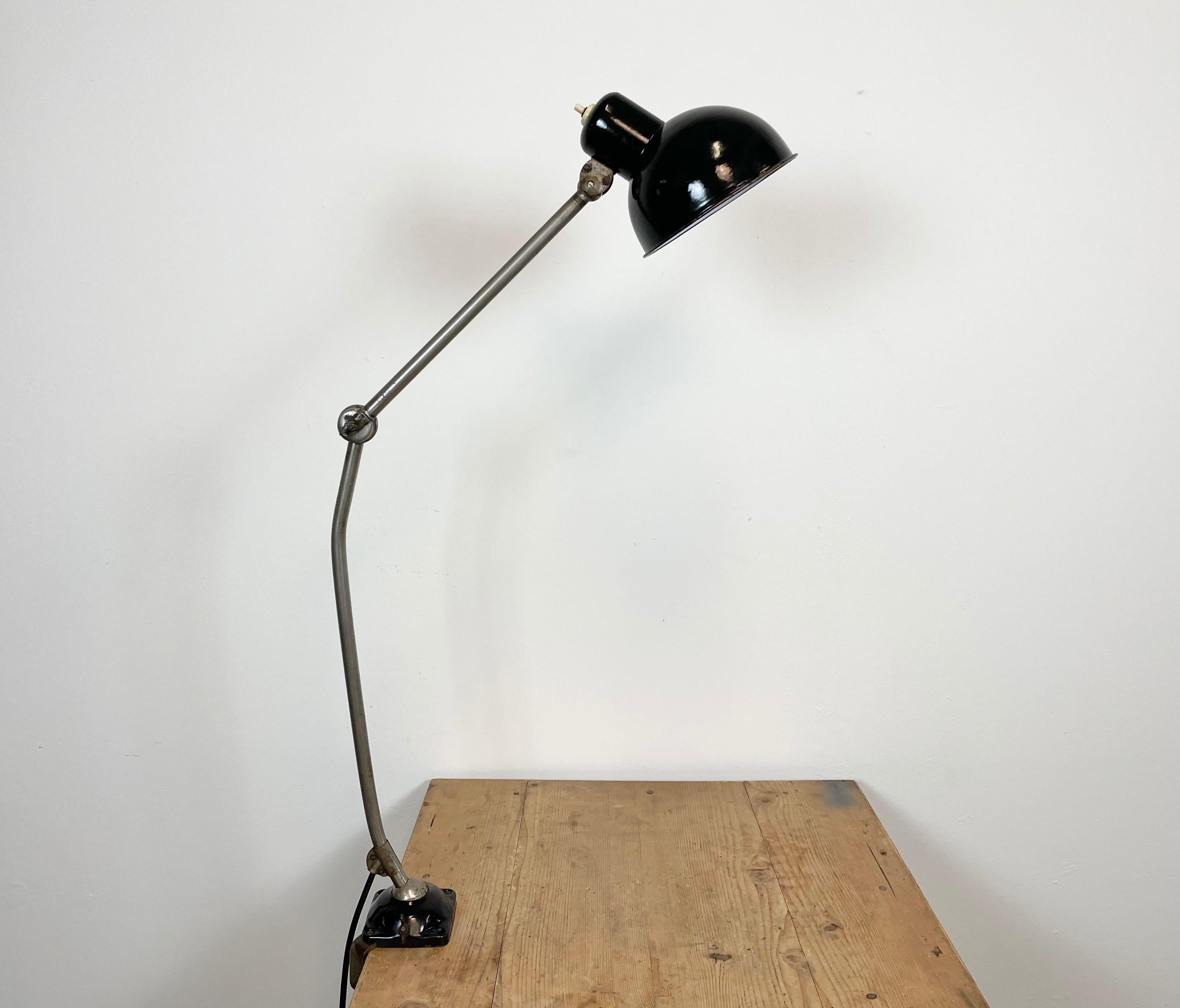 Industrial Black Enamel Desk Lamp, 1950s 6