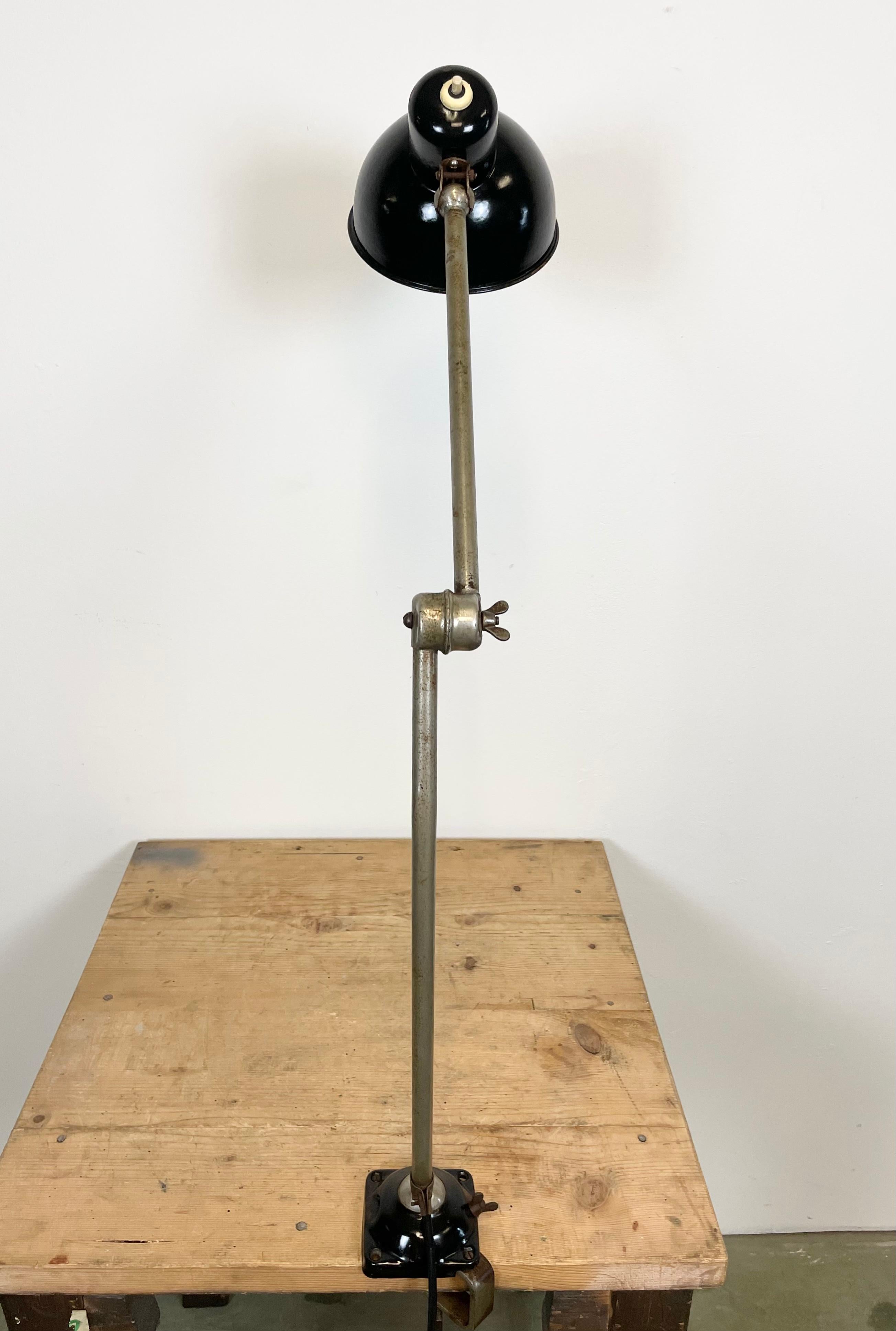 Industrial Black Enamel Desk Lamp, 1950s 3