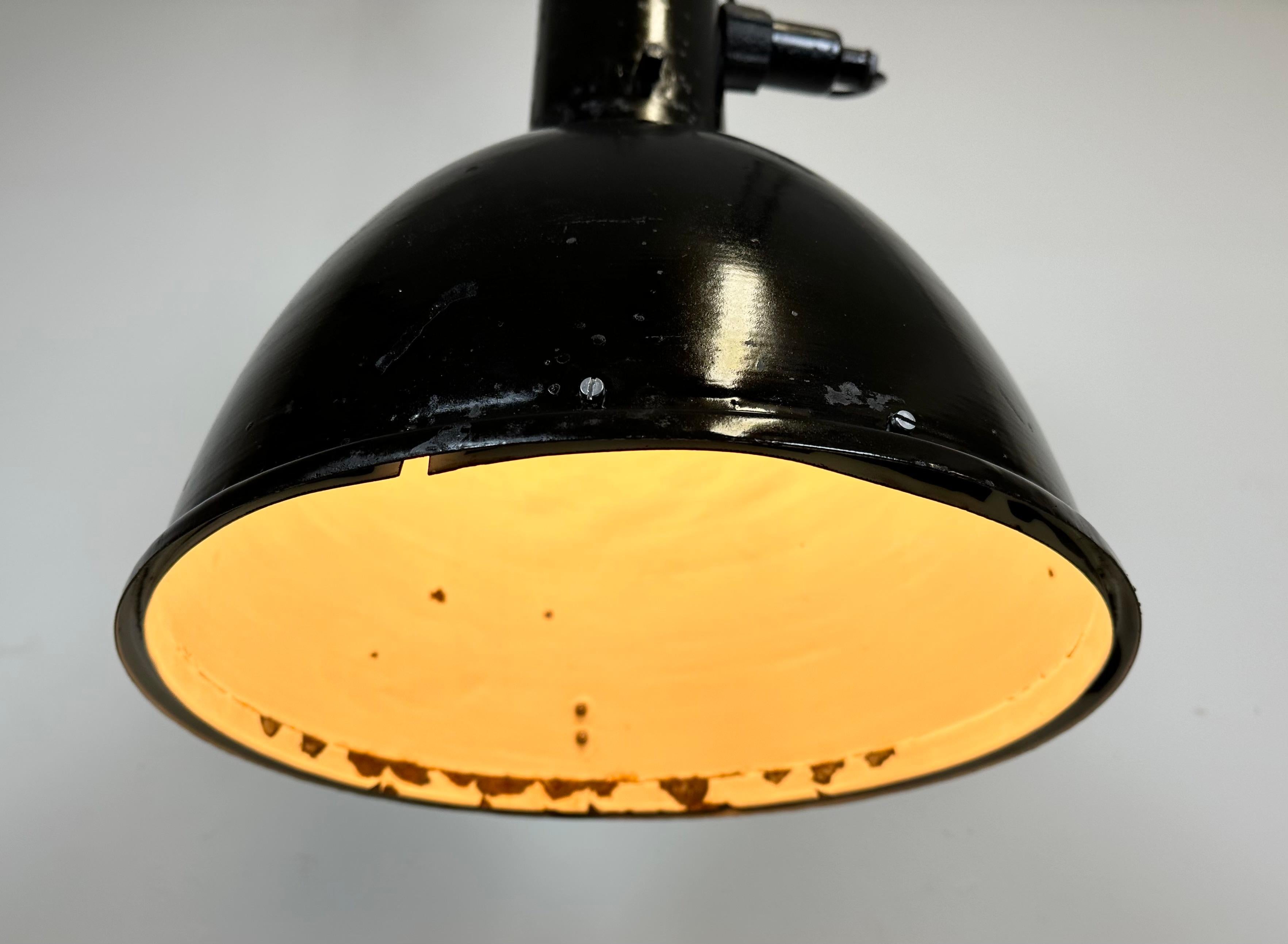 Industrial Black Enamel Factory Hanging Lamp, 1950s For Sale 7