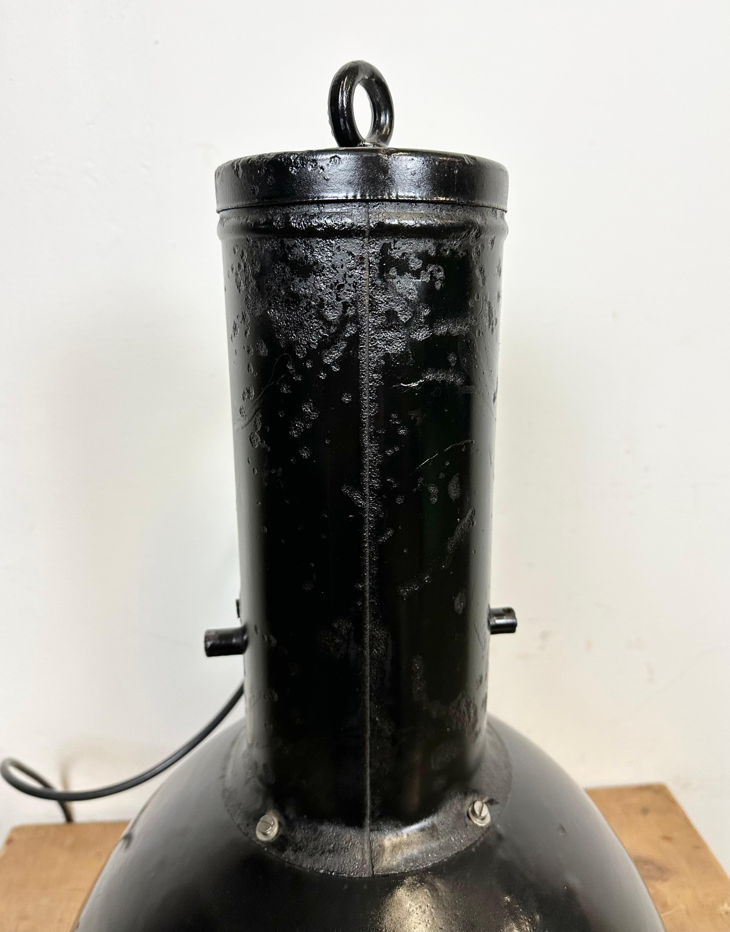 Industrial Black Enamel Factory Hanging Lamp, 1950s For Sale 10