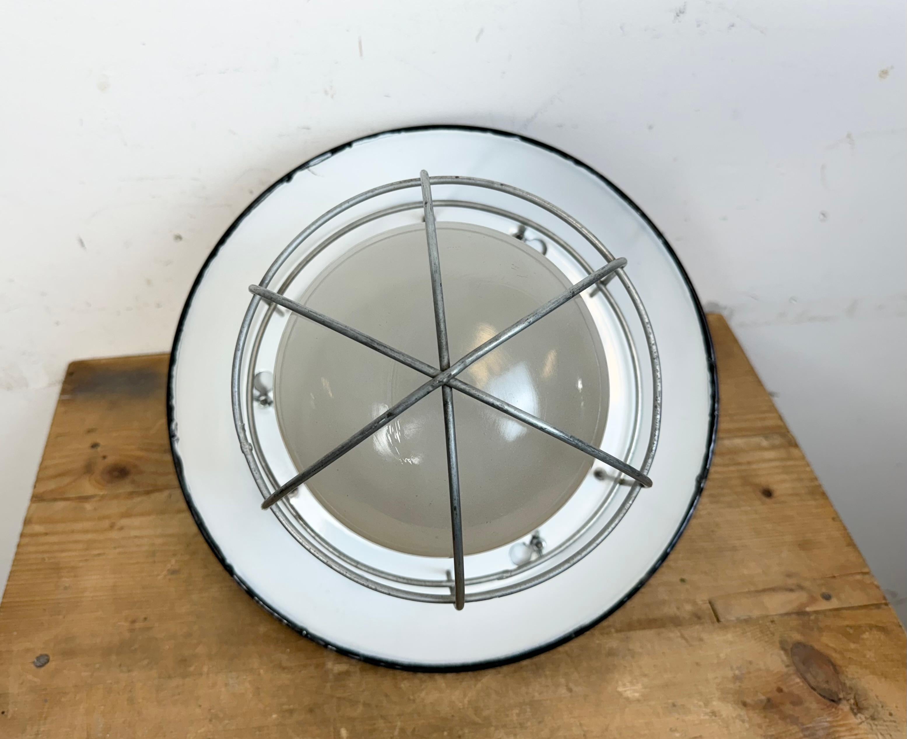 Industrial Black Enamel Factory Hanging Lamp, 1960s For Sale 8