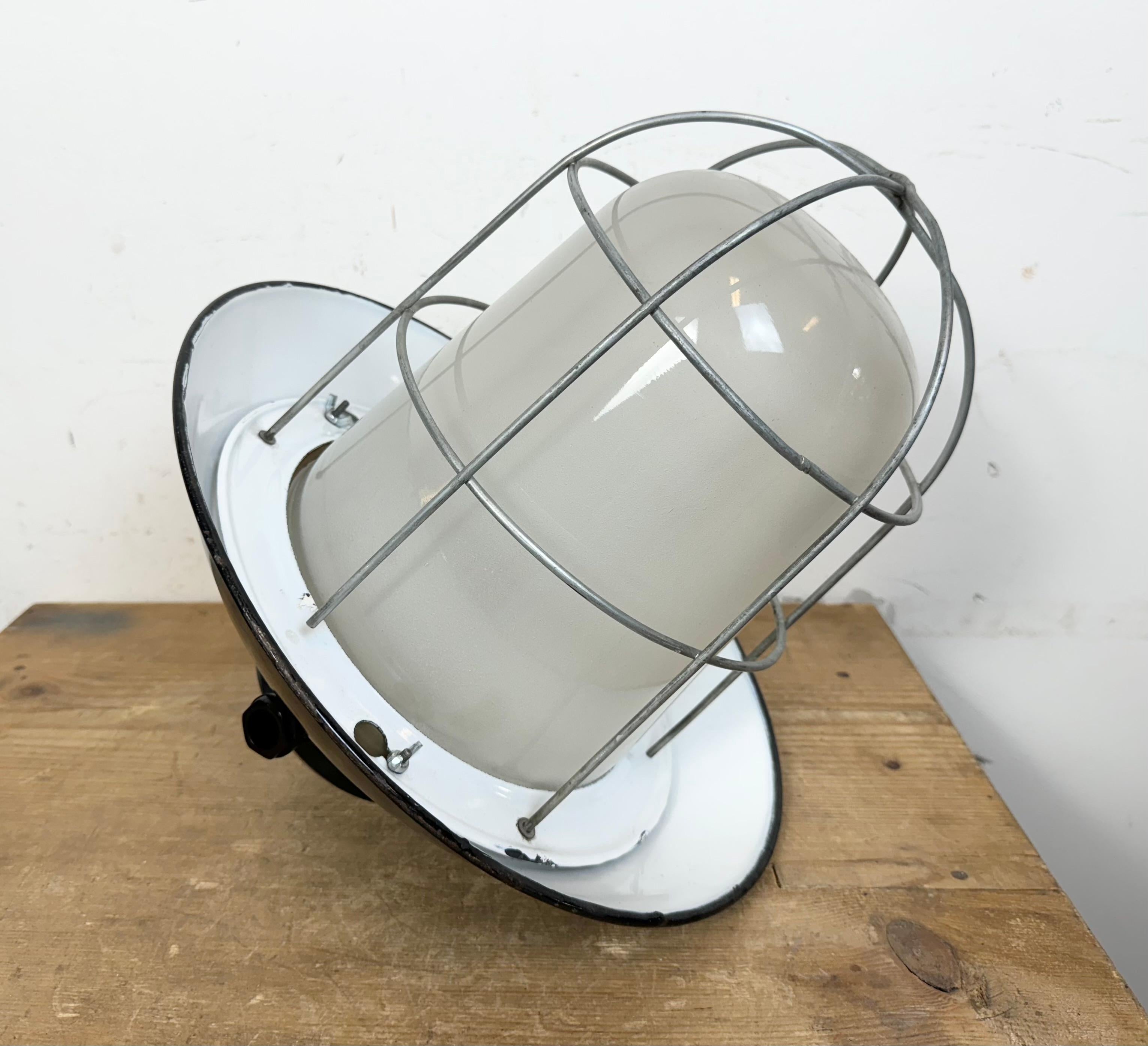 Industrial Black Enamel Factory Hanging Lamp, 1960s For Sale 9