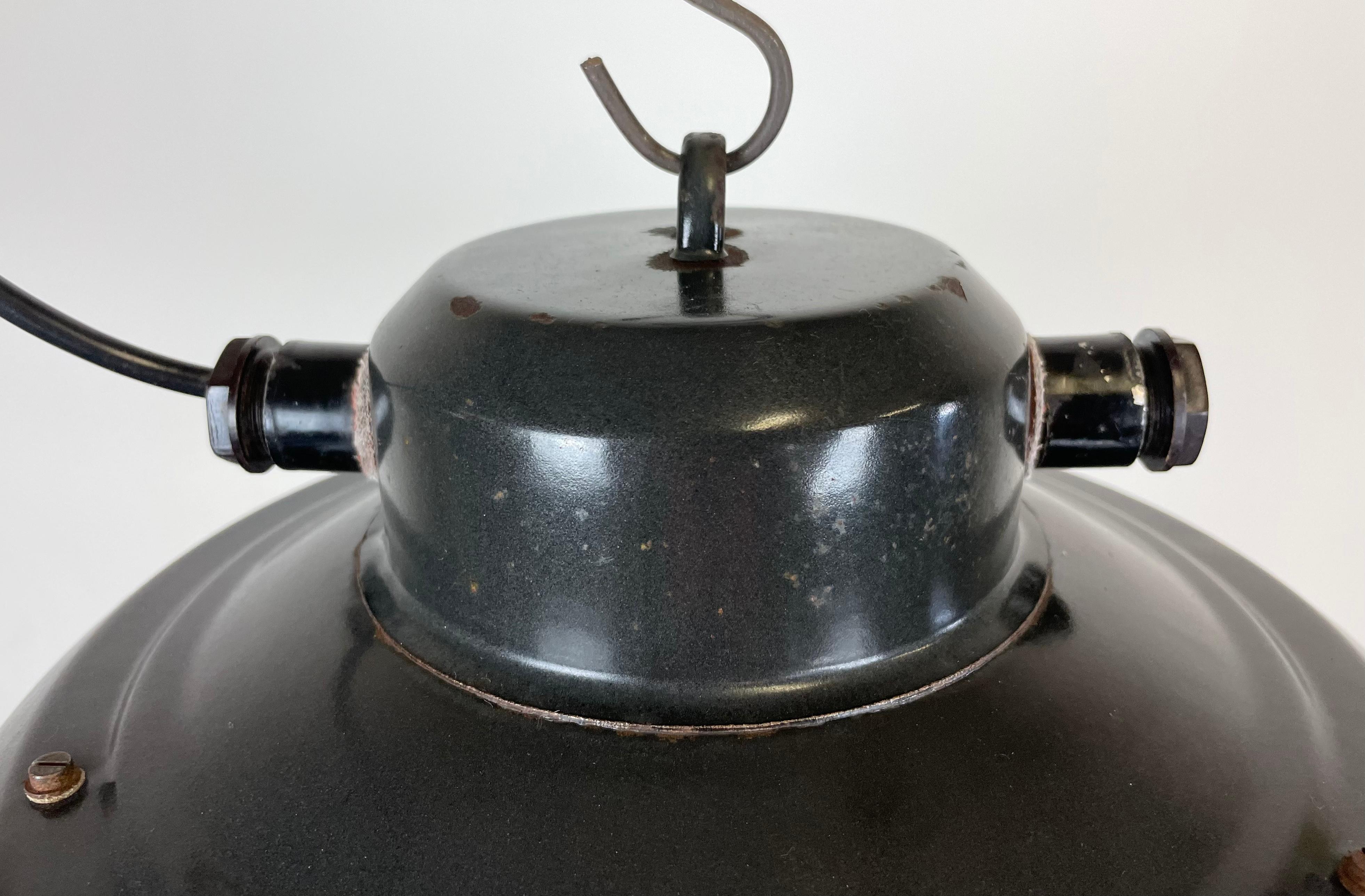 20th Century Industrial Black Enamel Factory Hanging Lamp, 1960s For Sale