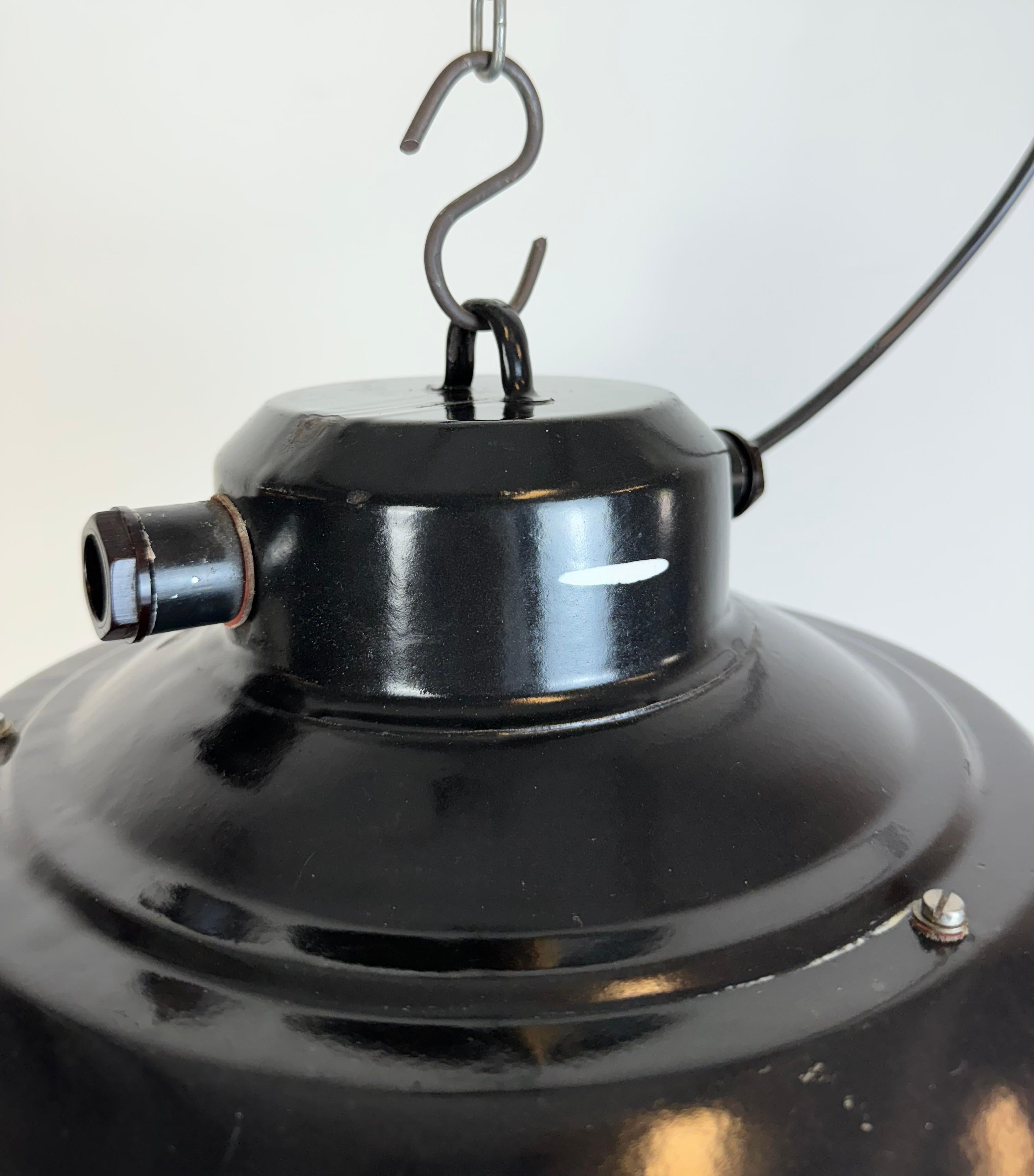 Industrial Black Enamel Factory Hanging Lamp, 1960s For Sale 1
