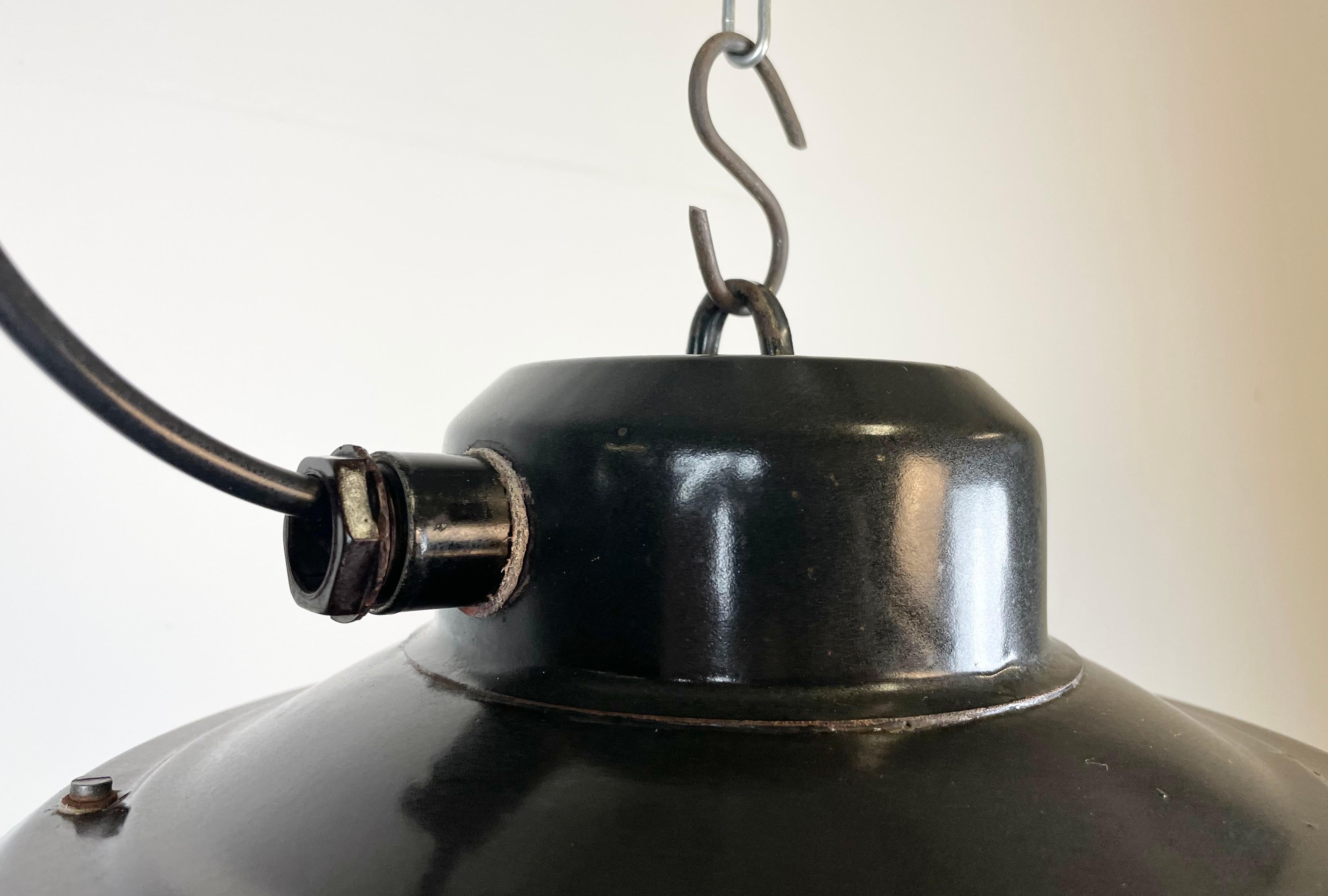 Industrial Black Enamel Factory Hanging Lamp, 1960s For Sale 4
