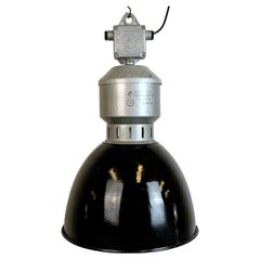 Lampe d'usine industrielle en émail noir d'Elektrosvit, années 1960