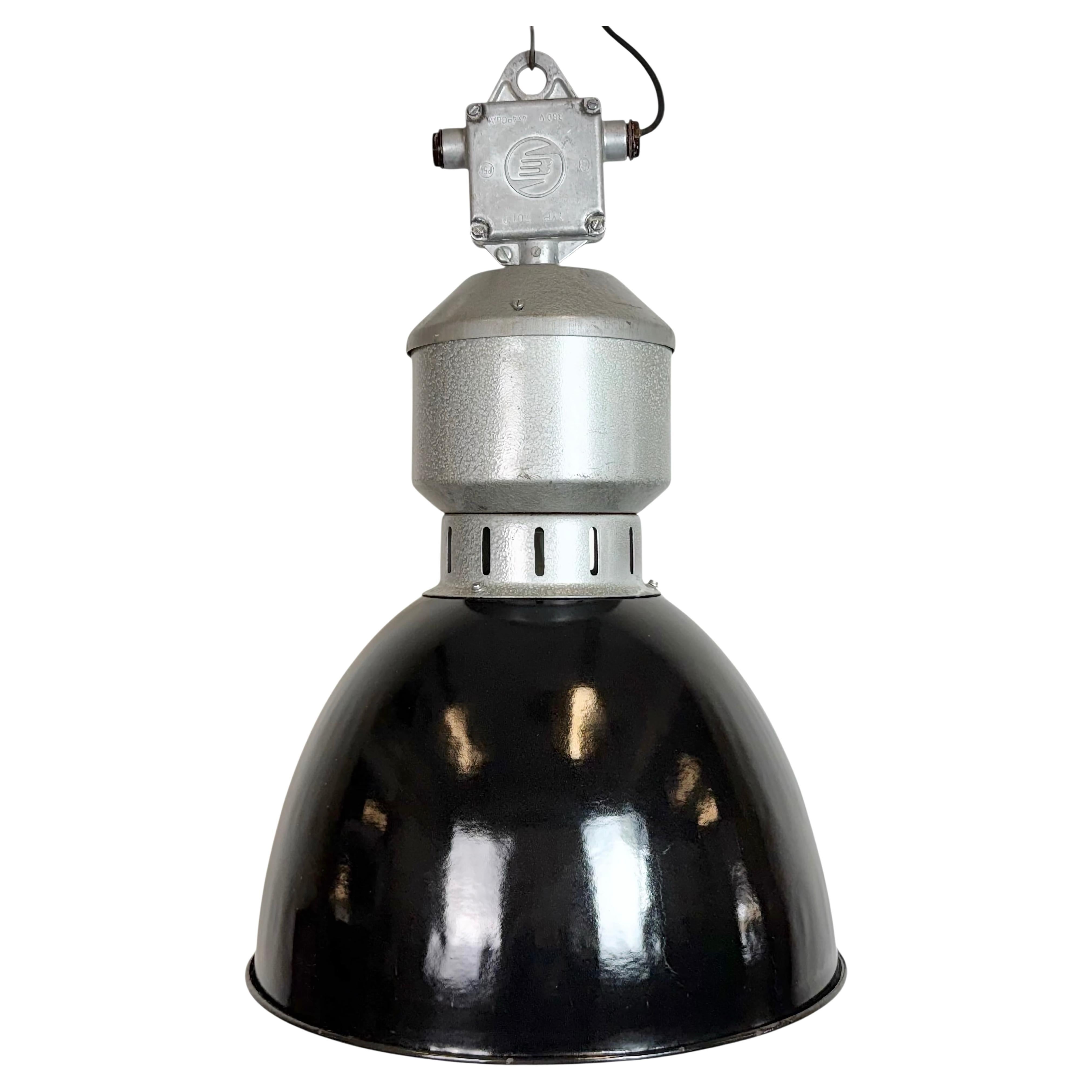 Industrial Black Enamel Factory Lamp from Elektrosvit, 1960s