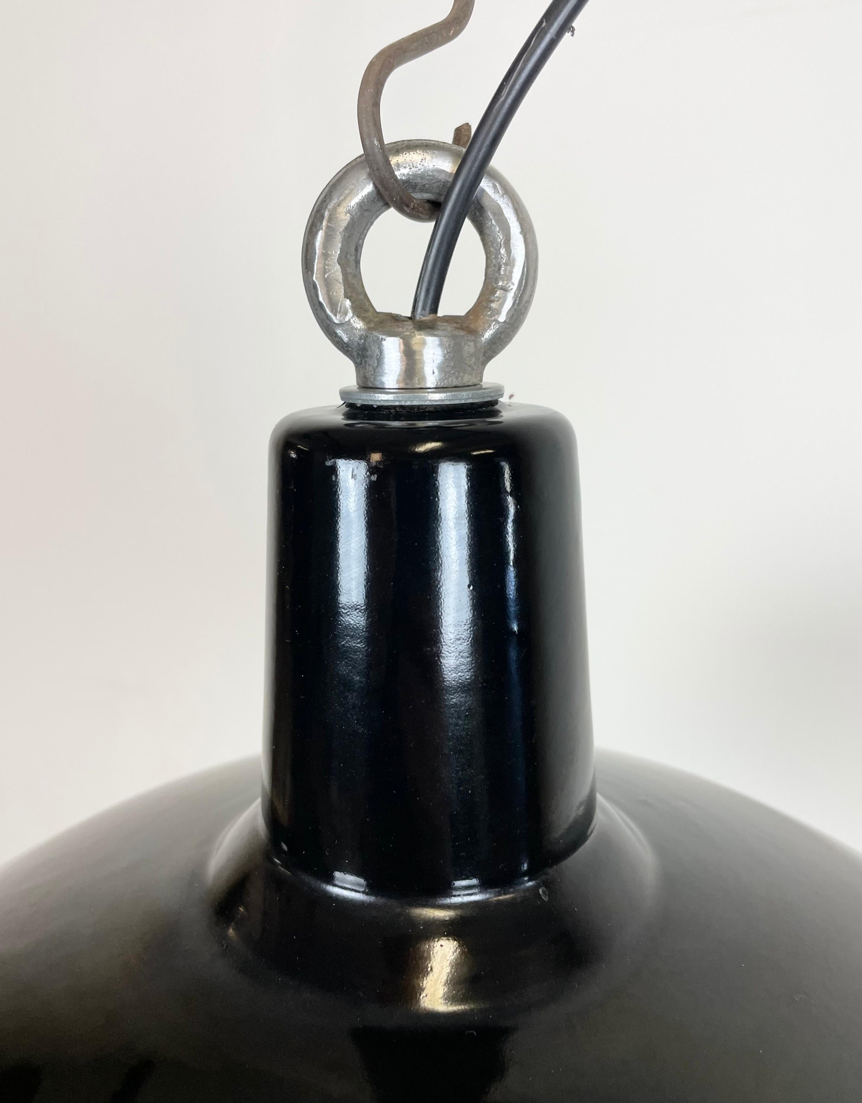 Industrial Black Enamel Factory Lamp Philuma 36 from Phillips, 1950s In Good Condition In Kojetice, CZ