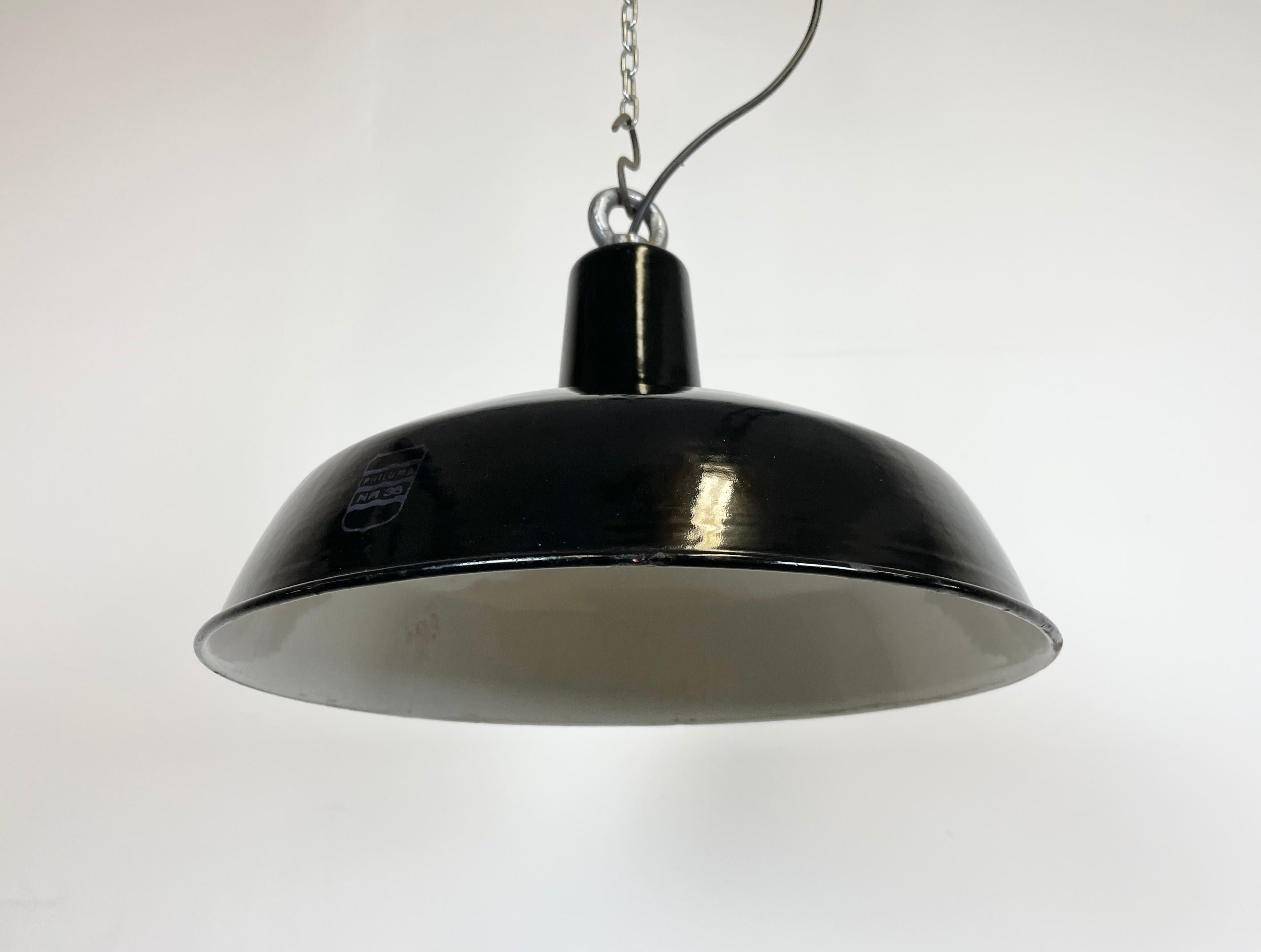 Industrial Black Enamel Factory Lamp Philuma 36 from Phillips, 1950s 2