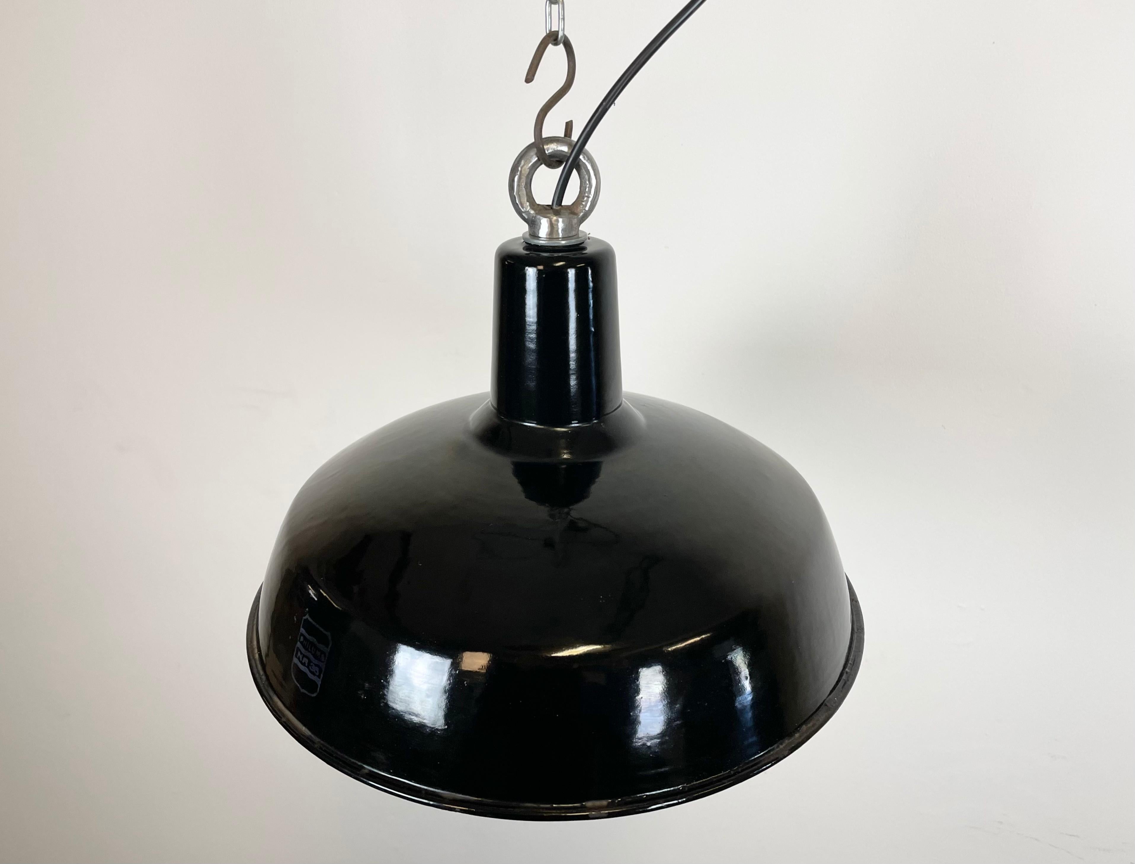 Industrial Black Enamel Factory Lamp Philuma 36 from Phillips, 1950s 3