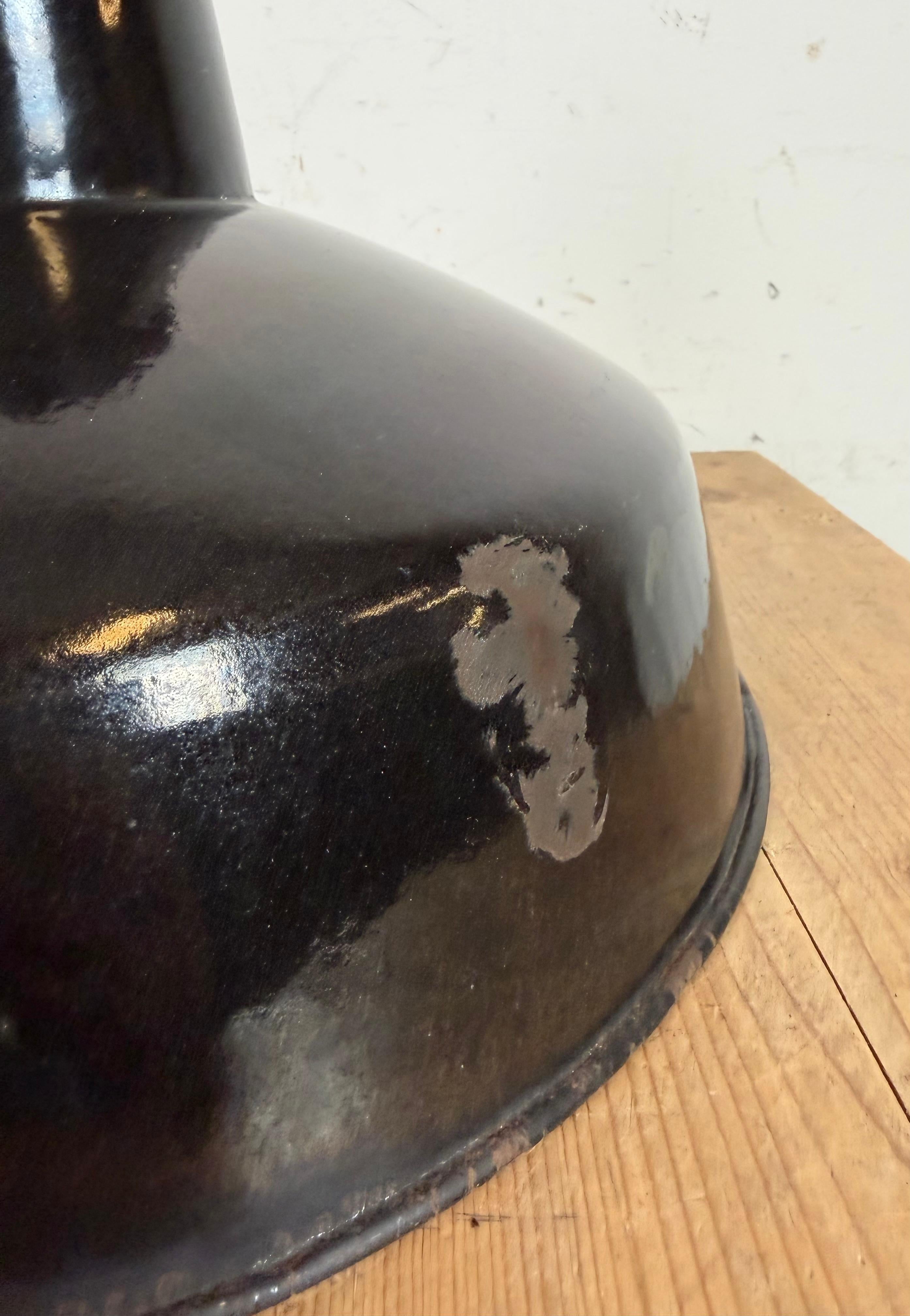Industrial Black Enamel Factory Lamp with Cast Iron Top, 1950s For Sale 9