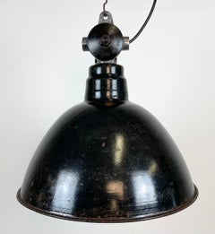 Industrial Black Enamel Factory Light by Lbd Veb Leuchtenbau Dresden, 1950s