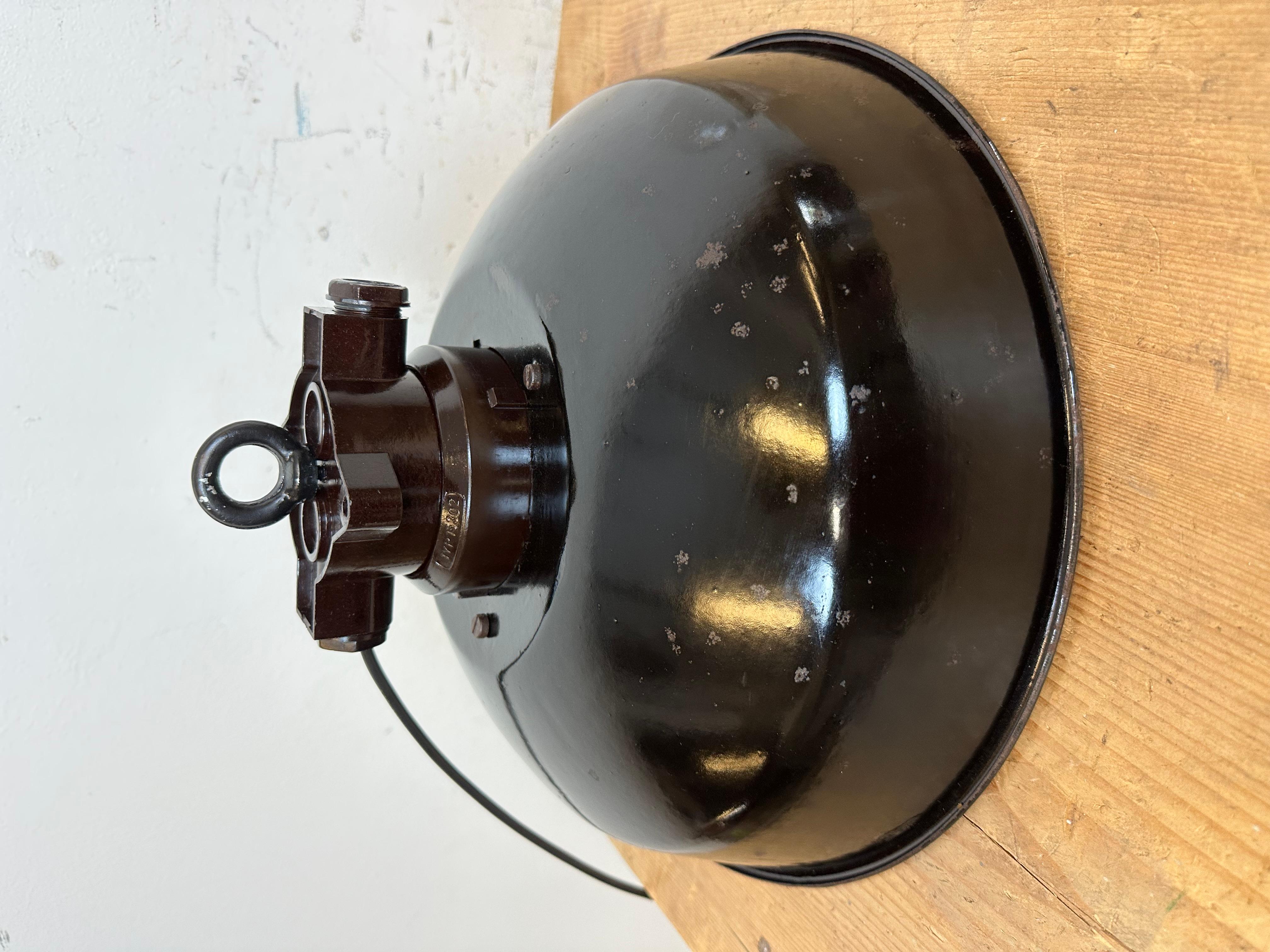 Industrial Black Enamel Factory Pendant Lamp, 1950s For Sale 9