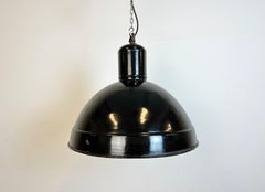 Industrial Black Enamel Factory Pendant Lamp, 1950s