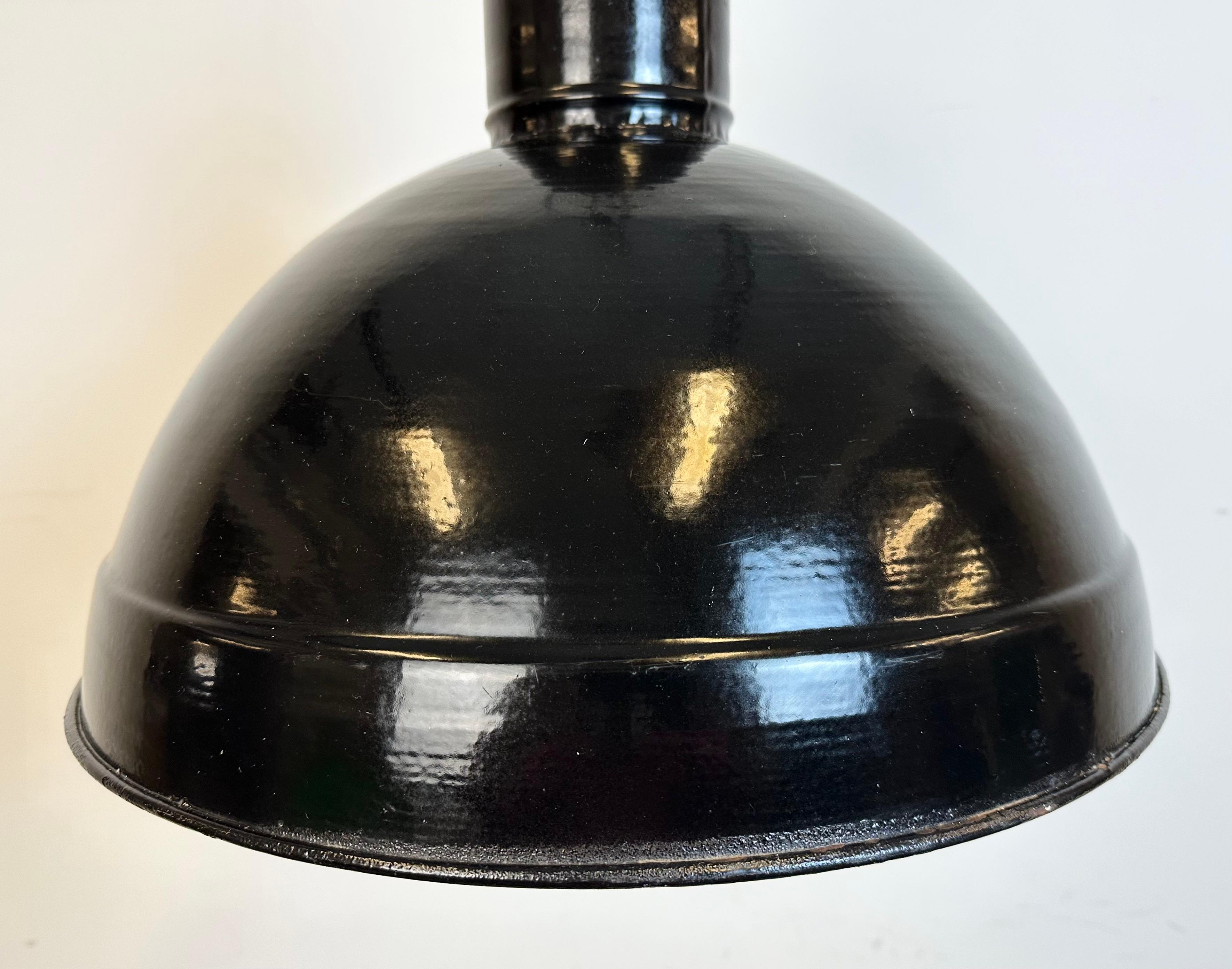 20th Century Industrial Black Enamel Factory Pendant Lamp, 1950s For Sale